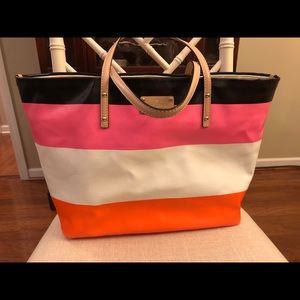Kate Spade vinyl shopper striped bag